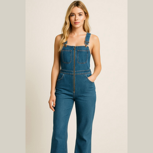 Vintage Canadian Zipper Front Wide Leg Jean Overalls Medium‎